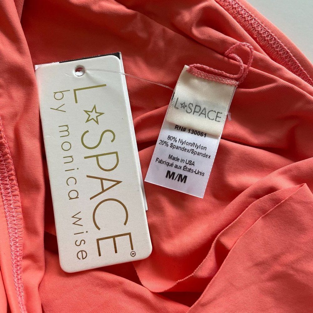 L*Space Lynn Ruffle Bikini Tube Swim Top Peach Pink Fruit Punch Sz Medium‎ - Picture 4 of 5